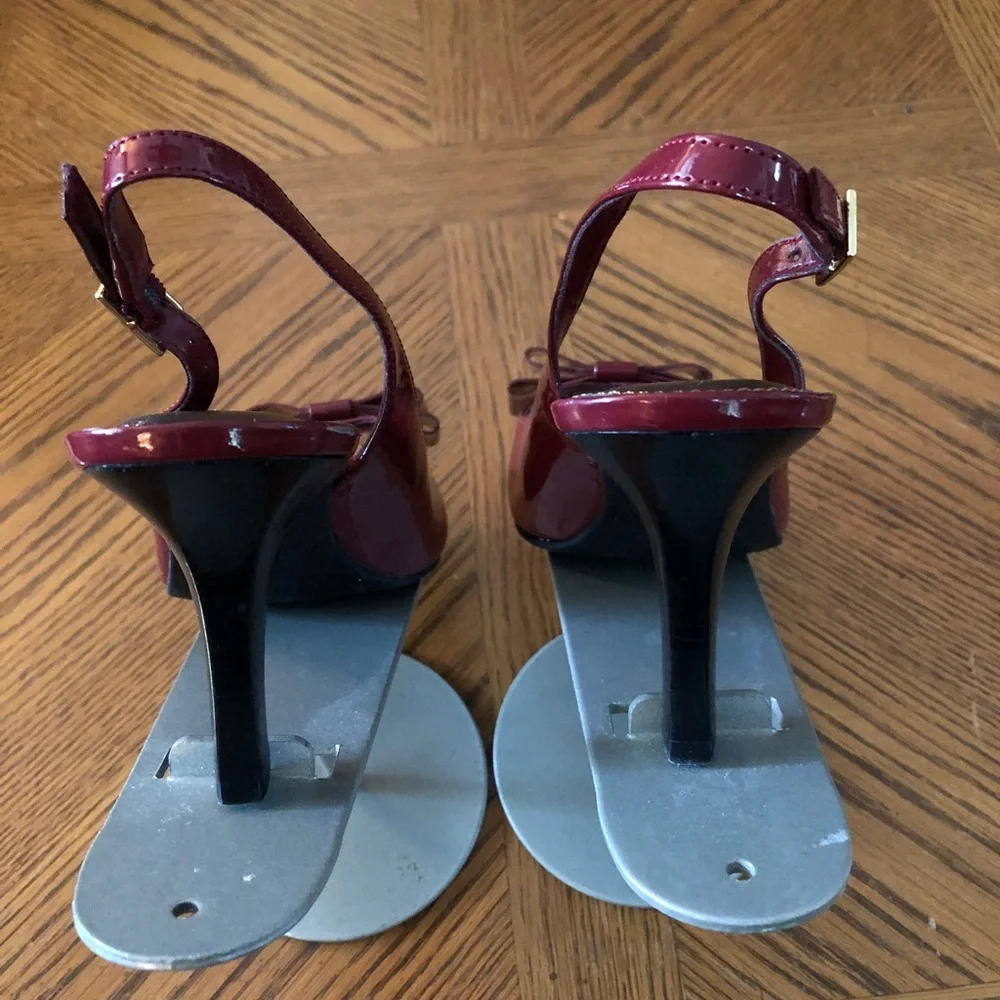 Bordeaux Patent Leather Sling-Back Heels